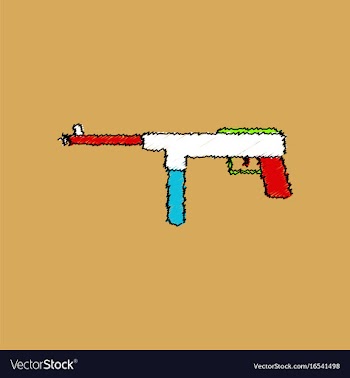 Flat shading style icon military machine gun vector image