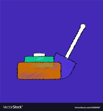 Flat shading style icon military mine and shovel vector image