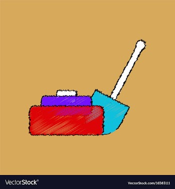 Flat shading style icon military mine and shovel vector image