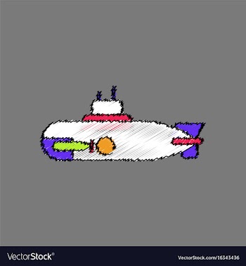 Flat shading style icon military submarine vector image