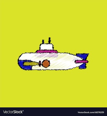 Flat shading style icon military submarine vector image