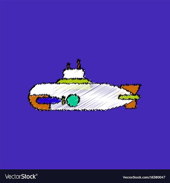 Flat shading style icon military submarine vector image