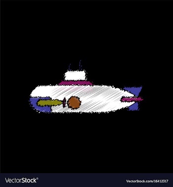 Flat shading style icon military submarine vector image
