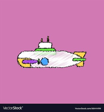 Flat shading style icon military submarine vector image