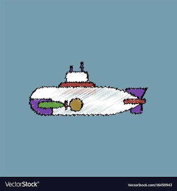 Flat shading style icon military submarine vector image