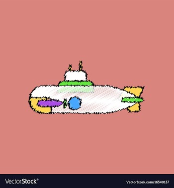Flat shading style icon military submarine vector image