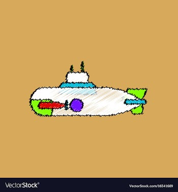 Flat shading style icon military submarine vector image