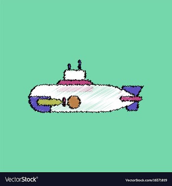 Flat shading style icon military submarine vector image