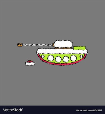 Flat shading style icon military tank and mine vector image