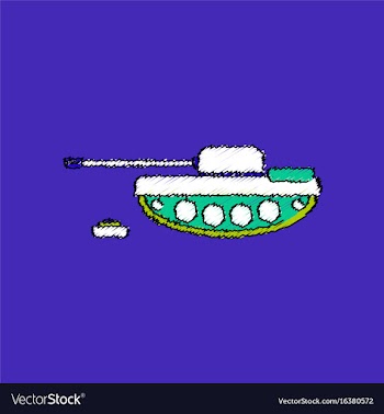 Flat shading style icon military tank and mine vector image
