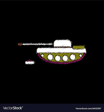 Flat shading style icon military tank and mine vector image