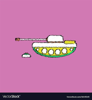 Flat shading style icon military tank and mine vector image
