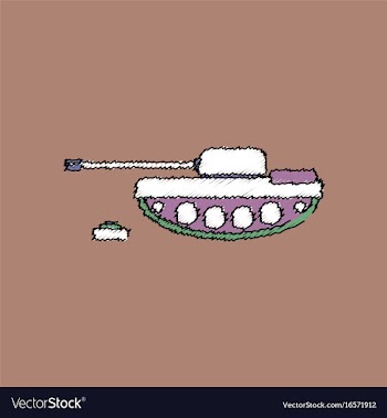 Flat shading style icon military tank and mine vector image