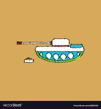 Flat shading style icon military tank and mine vector image