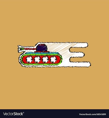 Flat shading style icon military tank high speed vector image