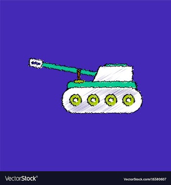 Flat shading style icon military tank vector image