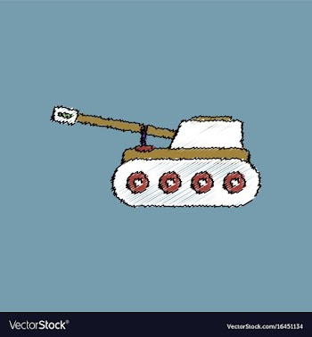 Flat shading style icon military tank vector image