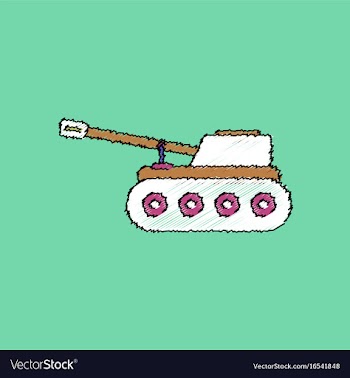 Flat shading style icon military tank vector image