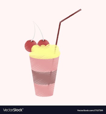 Flat shading style icon milkshake with cherry vector image