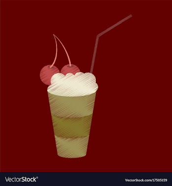 Flat shading style icon milkshake with cherry vector image