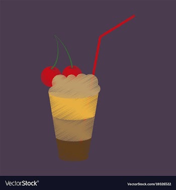 Flat shading style icon milkshake with cherry vector image