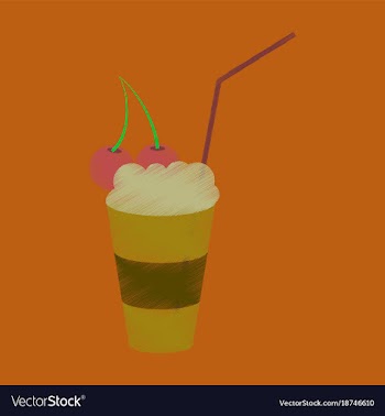 Flat shading style icon milkshake with cherry vector image