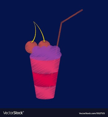 Flat shading style icon milkshake with cherry vector image