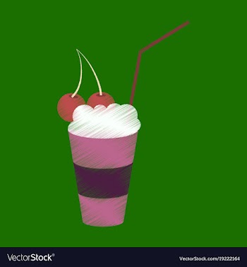 Flat shading style icon milkshake with cherry vector image