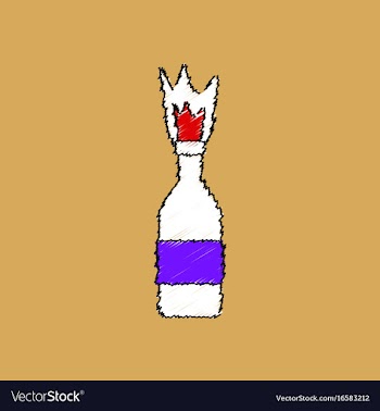 Flat shading style icon molotov cocktail thrown vector image