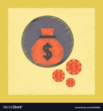 Flat shading style icon money bag vector image