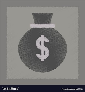Flat shading style icon money bag vector image