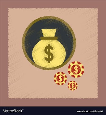Flat shading style icon money bag vector image