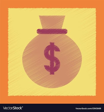 Flat shading style icon money bag vector image