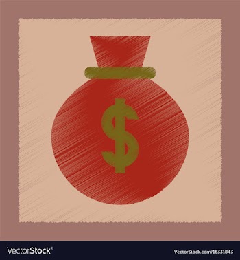 Flat shading style icon money bag vector image