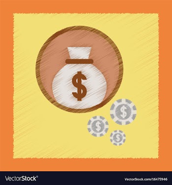 Flat shading style icon money bag vector image