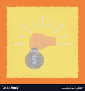 Flat shading style icon money bag vector image