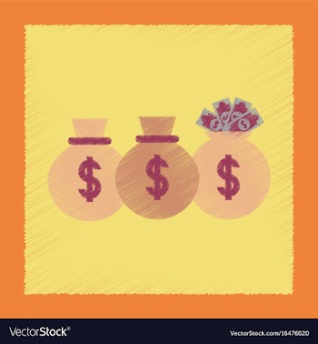 Flat shading style icon money bag vector image