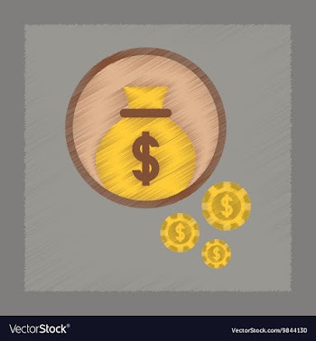 Flat shading style icon money bag vector image