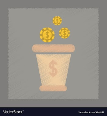 Flat shading style icon money bag vector image
