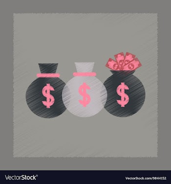 Flat shading style icon money bag vector image