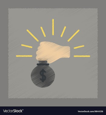 Flat shading style icon money bag vector image