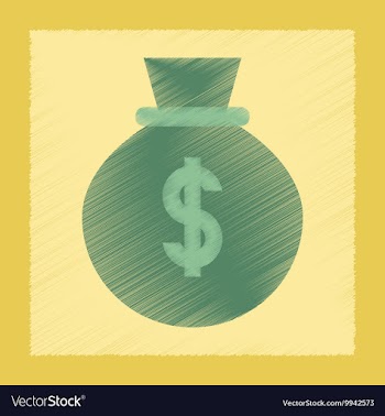 Flat shading style icon money bag vector image
