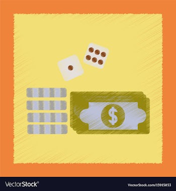 Flat shading style icon money dice chips vector image