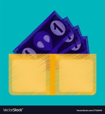 Flat shading style icon money in a purse vector image