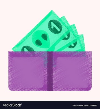 Flat shading style icon money in a purse vector image