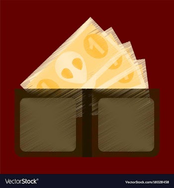 Flat shading style icon money in a purse vector image