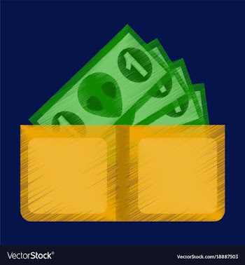 Flat shading style icon money in a purse vector image