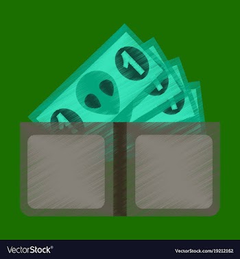 Flat shading style icon money in a purse vector image