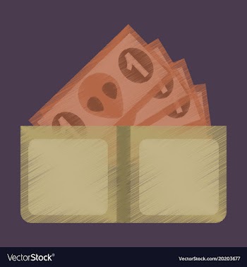 Flat shading style icon money in a purse vector image