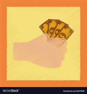 Flat shading style icon money in hand vector image